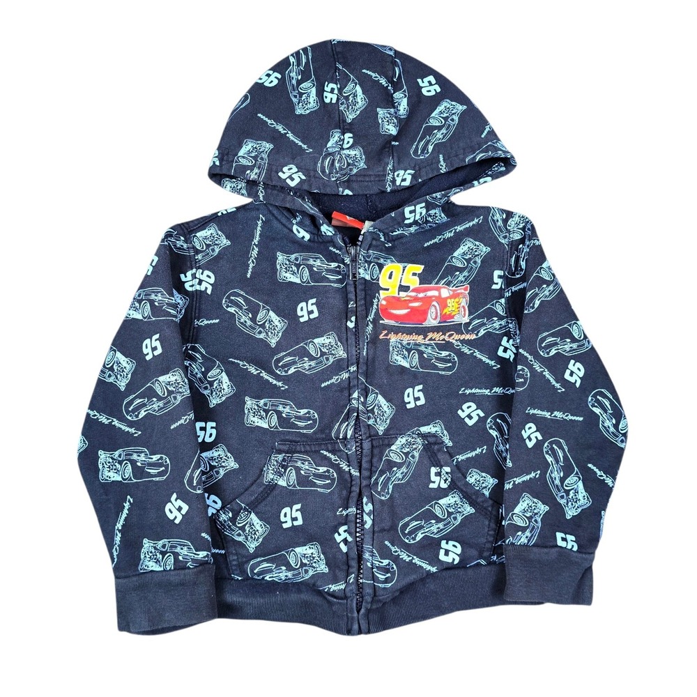 Vintage Disney Pixar Cars Hoodie Size 3T‎ Lightning McQueen All Over Print Blue